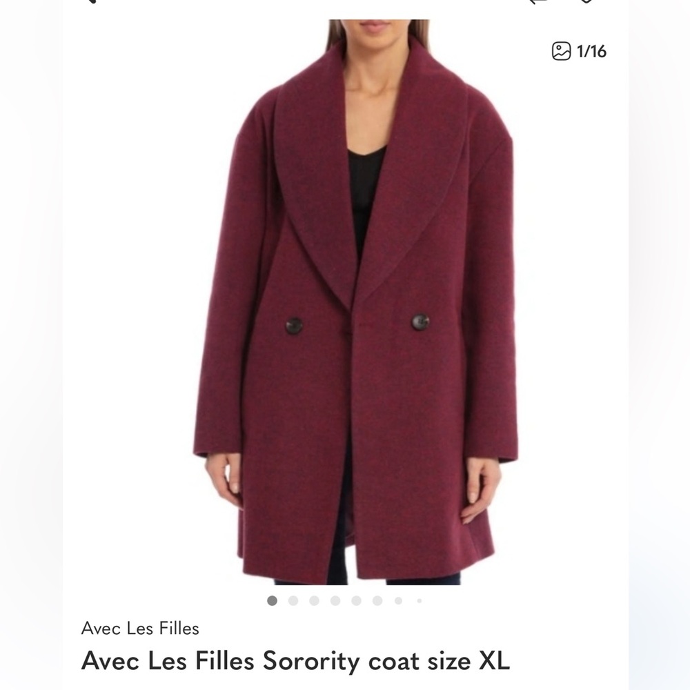 Avec Les Filles Burgundy Pea Coat